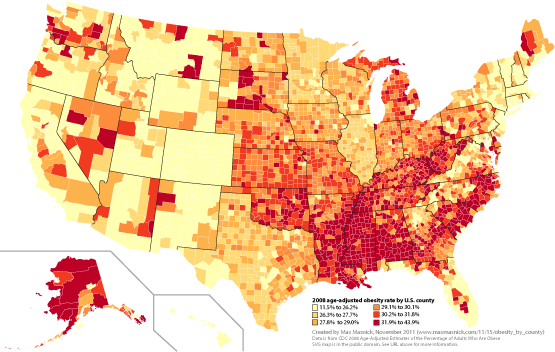 United States obesity rates by county