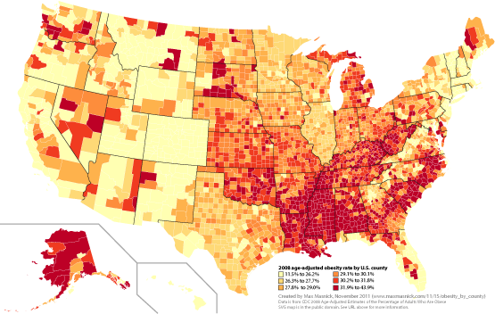 Example of a map that uses color to summarize data.